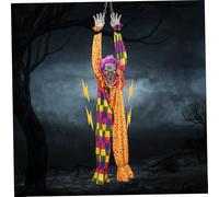 Halloween Animatronics Outdoor, 1.6m Payaso Colgante de Miedo con Luces LED para Animatronics Accesorios Decorativos de Halloween para jardín de Casas embrujadas (sin batería)