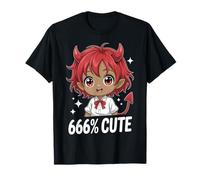 Halloween Anime Devil Black Girl 666 Lindo para niños, Mujeres y niñas Camiseta