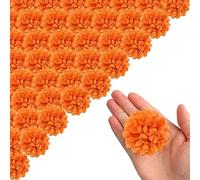 Halloween Artificial Marigold Flower Heads 60pcs 1.97 Pulgadas de marguinación de Seda Cabezon a Granel Vida Realista Muti-Capa de Bricolaje DIY Flores de Flores de la Cabeza Naranja, Seda