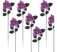 Halloween Artificial Red Roses, with Realistic Spider Decorations with Realistic Spider Decorations for Haunted House Party Living Room and Garden Atmosphere Lightweight and Odorless (7,Purple)