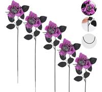 Halloween Artificial Red Roses, with Realistic Spider Decorations with Realistic Spider Decorations for Haunted House Party Living Room and Garden Atmosphere Lightweight and Odorless (5,Purple)