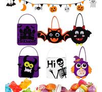Halloween Bags for Candy - 11.61 Inches 6 Pieces Felt Pouches for Classroom Prizes, Students, and School Events with Wrapped Pack Design, Holiday Supplies for Christmas, Fall, Birthday, Trick or Treat