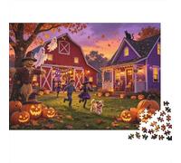 Halloween Barn Puzzle for Adultos 1000Pc Reciclable Paper Jack-o'-Lantern Puzzles Juego Educativo Challenge Ideal for Family and Friends Gifts 52x38cm/1000pcs