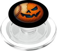 Halloween Baseball Pumpkin Spooky Creepy Baseball Player PopSockets PopGrip para MagSafe