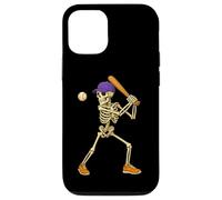 Halloween Baseball Skeleton Teens Spooky Baseball Player Carcasa para iPhone 12/12 Pro