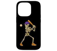 Halloween Baseball Skeleton Teens Spooky Baseball Player Carcasa para iPhone 14 Pro