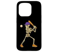 Halloween Baseball Skeleton Teens Spooky Baseball Player Carcasa para iPhone 15 Pro