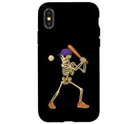 Halloween Baseball Skeleton Teens Spooky Baseball Player Carcasa para iPhone X/XS