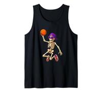 Halloween Basketball Skeleton Teens Spooky Basketball Player Camiseta sin Mangas