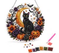 Halloween Black Cat Moon Diamond Art Hanging Ornament Kit (1PACK)