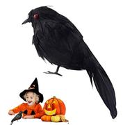 Halloween Black Crows Scary Decoration, - Black Crow Prop, 6.3 Inches Birds