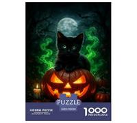 Halloween Black Gatito Puzzles Imposible,desafío for Adults Interesante Entretenimiento Creativo 1000 Piezas Obra De Arte De Juego De para Adultos Y Niños 70x50cm/1000pcs