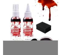 Halloween Blood Makeup, Realistic Red Spray, 1.57x1.57in Faux Costume Kit, Washable Formula, Gentle Cleansing Soap for Cosplay, Stage Performance, Themed, Party Prop