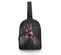 Halloween Bloody Hand Scene Sling Bag Crossbody Hombro Viaje Pecho Mochila Plegable para Compras Deportivas Senderismo