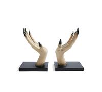Halloween Bookends Witch Hands - Scary Resin Shelf Support Stand, Decorative Book Organizer Holder Item, Display Accessory Tool, Gothic Style Home Library Decor Piece | Home Use, School Room,