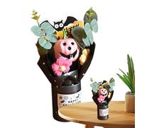 Halloween Bouquet, Artificial Pumpkin Floral Centerpiece, Eucalyptus Leaf Table Arrangement, Decorative Fall Harvest Display, Indoor Party Ornament, Ideal for Mantel Living Room Atmosphere Styling