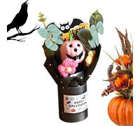 Halloween Bouquet, Table Centerpiece Pumpkin Bouquet, 9.06x2.56 inches, Artificial Flowers with Eucalyptus Leaves, Fall Floral Arrangement for Indoor Decoration, Mantel Party Atmosphere Display
