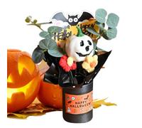 Halloween Bouquet, Table Centerpiece Pumpkin Bouquet, 9.06x2.56 inches, Artificial Flowers with Eucalyptus Leaves, Fall Floral Arrangement for Indoor Decoration, Mantel Party Atmosphere Display
