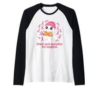 Halloween Breast Cancer Check Your Pumpkins for Lumpkins Camiseta Manga Raglan