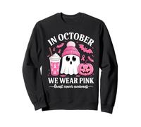 Halloween Breast Cancer Women in October We Wear Pink Sudadera