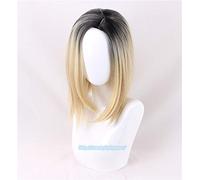 Halloween Bride of Chucky Women Blonde Black Wig Juego de roles Jennifer Tilly Cosplay Middle Parting Hair + Wig Cap 2 Tipos A