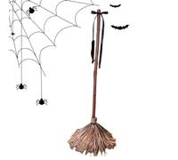 Halloween Broom, Dancing Witch Prop, Haunted House Decor, Motion Activated Movement, Pressure Wood and Cloth, Indoor Outdoor Holiday Display, 39 Inches Brown Single Piece