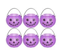 Halloween Bucket - 6-Piece Handheld Pumpkin & Ghost Candy Jars with Handle