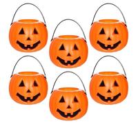 Halloween Bucket - 6-Piece Handheld Pumpkin & Ghost Candy Jars with Handle