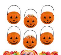 Halloween Bucket, 6 Pieces Outdoor Porch Decor, Snack Pails with Handles Se