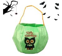 Halloween Bucket, Candy Basket, 8.66x7.87 Inches, Comfortable Handle Embroidered Trick or Treat Bag, Festival Treat Carrier for Night, Walks, Cosplay, Family, Holiday and Childrens