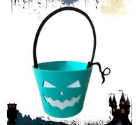 Halloween Bucket, Light-Up Glowing Goody Buckets, Fluorescent Luminous Felt Tote Bags with Handles for Carrying Chocolates, Snacks, Goodies, Candy Collection, Festive Supplies, Spooky Decorations