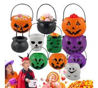 Halloween Buckets, Pumpkin Ghost Bags, 11-Piece Reusable