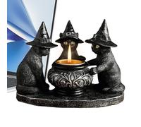 Halloween Candle Holder - Ghost Cat Resin | 16.5x12x10cm Desktop Candlestic