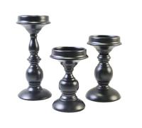 Halloween Candle Holder, Gothic Black Candle Stand Set, 3-Piece Elegant and Spooky Design for Table Centerpieces, Party Decor, Wedding, Christmas, Bedroom, Dinner Room, Hotel