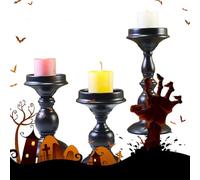 Halloween Candle Holder, Gothic Black Decor Set, Elegant Spooky Design, Sturdy Metal Construction, 3 piezas Centerpiece Stand for Partity, Wedding, Christmas, Bedroom, Dining Room, Hotel Decor