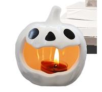 Halloween Candle Holder, Halloween Pumpkin Candlestick, 4.37x4.09 Inches Ceramic Candles Holders, Desktop Atmosphere Ornament for Mantel, Bathroom, Living Room, Workplace, Dining Table, Entryway