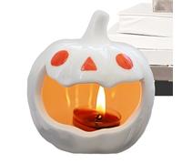 Halloween Candle Holder, Halloween Pumpkin Candlestick, 4.37x4.09 Inches Ceramic Candles Holders, Desktop Atmosphere Ornament for Mantel, Bathroom, Living Room, Workplace, Dining Table, Entryway