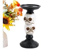 Halloween Candle Holder - Resin Skull And Crow Gothic Tabletop Decor