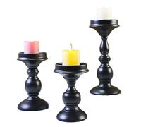 Halloween Candle Holder Set, 3-Piece Gothic Black Candle Stand Decor, Perfect For Table Centerpieces, Home Wedding Party Christmas Bedroom Hotel Dining Room, Stable Base For Safe