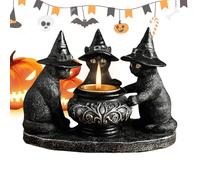 Halloween Candle Holder, Witch Cat Candle Holders, 6.5x4.72x3.94 Inches Gothic Decor, Decorations, Table Centerpieces, Home Decorative ideal for Kitchen, Dining Room, Bedroom, Restaurant, Fireplace