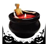Halloween Candles, Skeleton Decor Lights, Long Lasting Glowing Wax, Spooky Aesthetic Ambience, 3.74x3.74x4.72 Inches, Frightening Festive Touch, for Fireplace, Mantle, Tabletop, Outdoor, Farmhouse