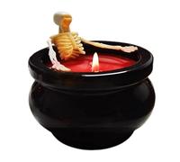 Halloween Candles, Skeleton Themed Aesthetic Decor Candle, 3.74x3.74x4.72 Inches Long Lasting Glowing Scary Halloween Decorations for Farmhouse Mantle, Outdoor Tabletop, Fireplace and Spooky Displays