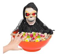 Halloween Candy Bowl, plato de caramelo animado con sensor activado de movimiento realista liviano impermeabilizante de la calavera de Halloween con ojos rojos iluminados para el truco o trato