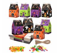 Halloween Candy Boxes 12 Piece - Mini Castle House Foldable Party Favors