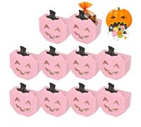 Halloween Candy Boxes, Pumpkin Treat Boxes with Scary Designs, 10 Pieces Decorative Snack Containers, Tabletop Party Favors for Living Room, Food Truck, Restaurant Display, Yard Setup, 9x4x7cm