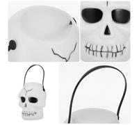 Halloween Candy Container - Ghost Cauldron Candy Bucket, Scary Candy Bucket | Paja de Halloween, diseño de cráneo, pequeño titular de Halloween para Les, Eles, Todo-PE