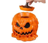 Halloween Candy Jar, Pumpkin Resin Canister, Autumn Treat Container, Sealed Lid Design, Decorative Storage Accent, for Party Table, Bedroom Display, Study Desk, Wedding Buffet, Fall Centerpiece