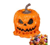 Halloween Candy Jar, Pumpkin Resin Food Organizer Canister with Lid, 7.09x5.91 Inches Treat Storage Jar Autumn Table Centerpiece Decor for Parties, Study Room, Bedroom, Wedding and Holiday Celebration
