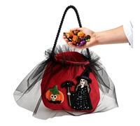Halloween Candy Treat Bags with - Handle Embroidered Gothic Mesh Pumpkinxue | Pumpkin Witch Candy Treat Goodie Bags for Party School Neighborhood | Street Mall Home Park Store Office Halloween Candy Bags