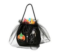 Halloween Candy Treat Bags with - Handle Embroidered Gothic Mesh Pumpkinxue | Pumpkin Witch Candy Treat Goodie Bags for Party School Neighborhood | Street Mall Home Park Store Office Halloween Candy Bags